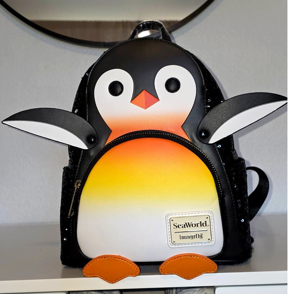 Loungefly SeaWorld Penguin Sequin Mini Backpack | NWT